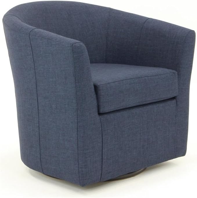 Pemberly Row Traditional Fabric Swivel Club Chair in Navy Blue