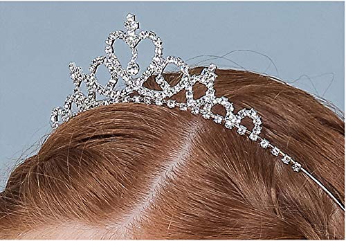 Wedding Party Flower Girl Crystal Rhinestones Heart Shaped Crown Headband Tiara for Bridal,Cute Princess(Silver)