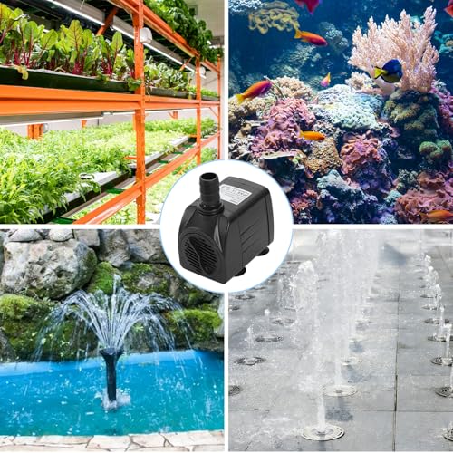 alizzy 400GPH 25W Submersible Water Pump, Auto Shut-off Water Fountain Pump with 6.5ft. High Lift and 4.92 ft Tubing for A...