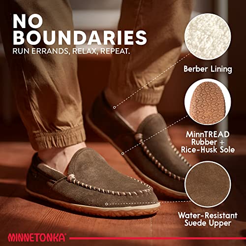 Minnetonka Men's Tilden Moccasin Suede Indoor and Outdoor Slippers