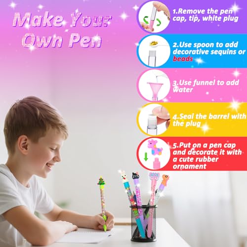 MOMUSE 50 Accessories DIY Pen Making Kit, Fun Pen Creator Studio – Making 12 Sparkly Pens with Sequins Beads, Creative Art...