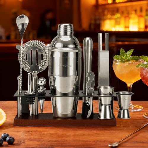 ASOVNIS 23-Piece Bartender Kit, Cocktail Shaker Set with Stand | Bar Drink Mixer Set with All Essential Bar Tools: Martini...