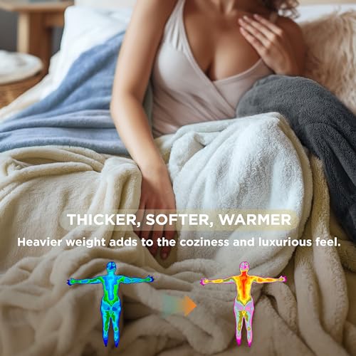 Bedsure Thick Heavy Warm Blankets for Winter, Soft Fleece Twin Blanket for Bed, GentleSoft Cozy Fluffy Thick Winter Christ...