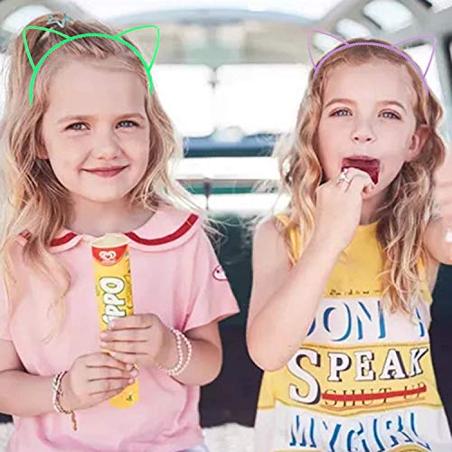 Suyegirl Glow in The Dark Party Supplies Cat Ear Crown Heads for Birthday Party Halloween Party