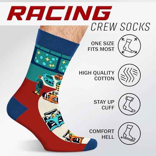 VICRAZY Racing Car, Sport Car Socks for Men, Women - Formula 1 Gifts, Racing Socks, Stocking Stuffers for Men, Women