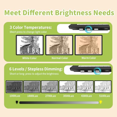 YINGWOND A3 Rechargeable Diamond Art Light Board with Padded Case,Side Physical Button,18.2 * 13.4 in Magnetic Light Pad B...