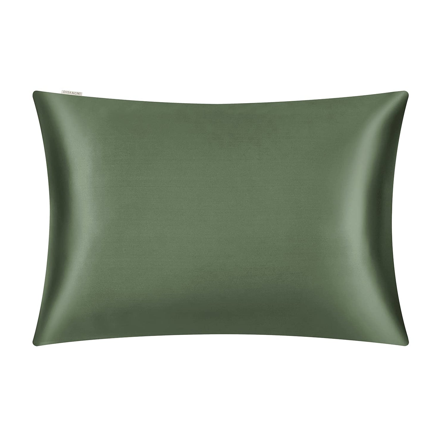 DISANGNI 100% Silk Pillow Cases 2 Packfor Hair and Skin,with Hidden Zipper 22 Momme Both Sides Pure Natural Mulberry Silk Real Silk Pillow Case (2 pc Standard Size 20"x26" Green)