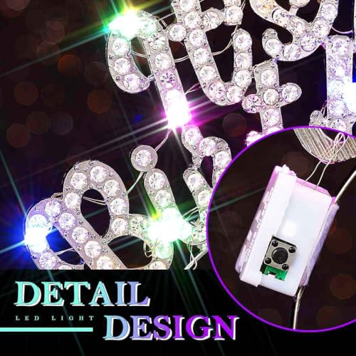 Zoestar Light Up Happy Birthday Headband Led Rhinestone Birthday Party Hair Accessories Women(Silver, One Size)