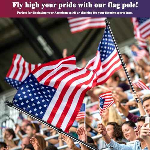 PHITRIC Flag Pole Kit, Tangle Free Spinning Stainless Steel Rustproof Flagpole for 3x5 Sports Fan Outdoor Flags for Outside House (Black, 6FT, with Bracket)