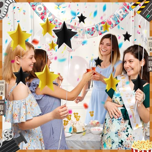 70 Pcs Black and Gold Star Centerpieces Black and Gold Party Birthday Decorations 3D 2025 Graduation Table Decor 3 Sizes ...