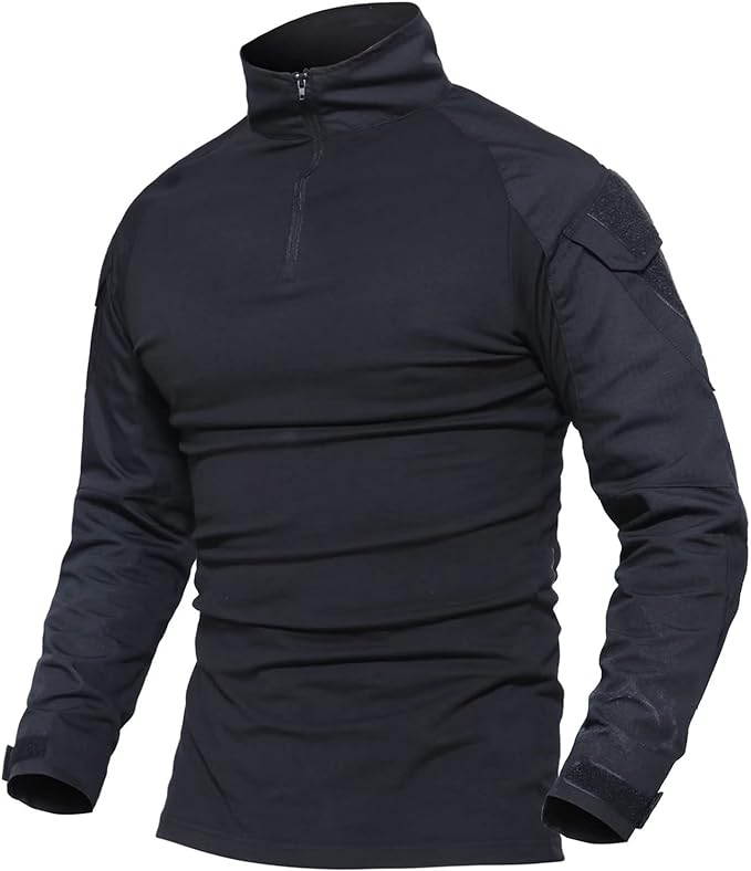 MAGCOMSEN Men's Tactical Military Shirts 1/4 Zip Long Sleeve Shirt with Pockets