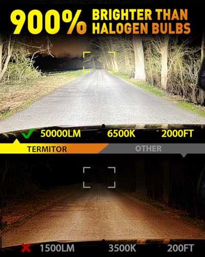 Termitor Upgraded H4/9003 Light bulb Hi/Low Beam, 50000LM 900% Super Brighter, 6500K Cool White, HB2 Fog Light Bulbs with ...