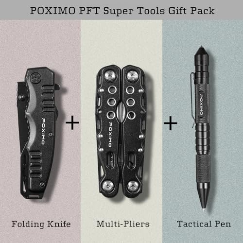 Multitool Gift Set for Men Dad Him, 3-in-1 EDC Survival Kit with 14 in1 Multi-Pliers, Pocket Knife & Tactical Pen | Premiu...