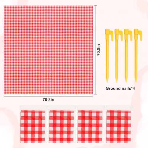 yuuzue 4 Pcs Disposable Outdoor Picnic Blankets 70.9''x70.9'' Portable Pocket Blanket Foldable Waterproof Picnic Mats Sand...