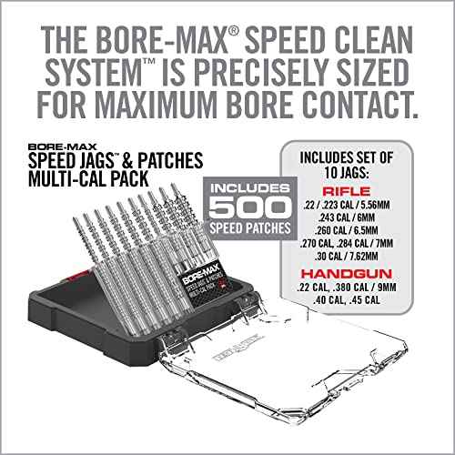 Real Avid Bore Max Speed Jags and Patches Multi Cal Pack ? 10 Jags and 500 Patches for Faster Bore Cleaning with Deeper Surface Contact and Long Lasting Nickel Plated Fit for Handgun & Rifle Calibers