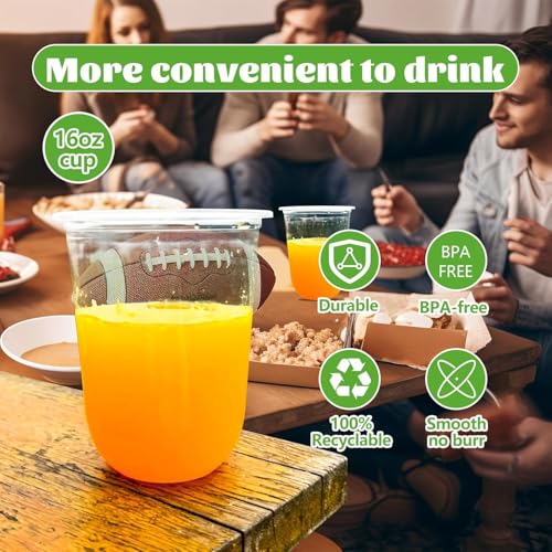 LIANGYUNZE 150 Pcs Disposable Stemless Clear Plastic Cups 16OZ NATURAL Arc Plant Based wine glasses For Parties Weddings B...