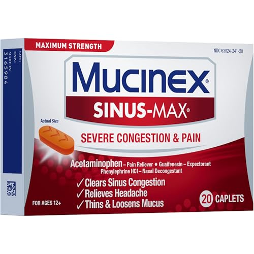 Mucinex Sinus-Max Severe Congestion Relief Caplets, 20 Count