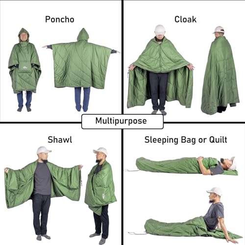 iClimb 1 Hooded 3M Thinsulate Insulation Warm Blanket and 1 Lightweight Stable Table, Ultralight Compact for Adults Outdoo...