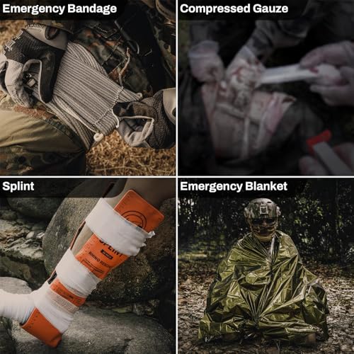 RHINO RESCUE IFAK Trauma Kit with C-A-T Tourniquet for Wound Care, Tactical First Aid Kit Molle Pouch for Military, Comba...