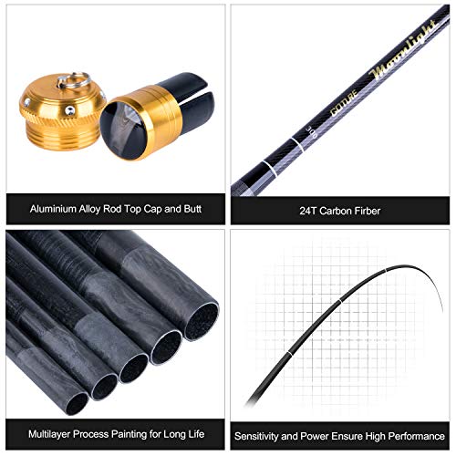 Goture Telescopic Tenkara Fishing Rod Collapsible Crappie Rods 1 Piece Portable Hand Fishing Poles Carbon Fiber Stream Ult...