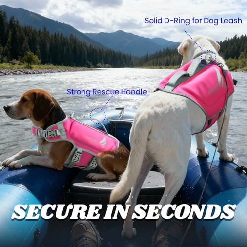 VIVAGLORY High Buoyancy Dog Life Vest, Swimming Vest with Handle, Dog Life Jacket for Swimming & Boating, Buoyancy for Pup...