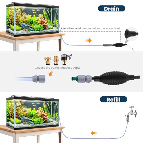 DXOVEEN Fish Tank Vacuum Gravel Cleaner Gravel Vacuum for Aquarium，Siphon Aquarium Water Changer for Fish Tank with Four F...