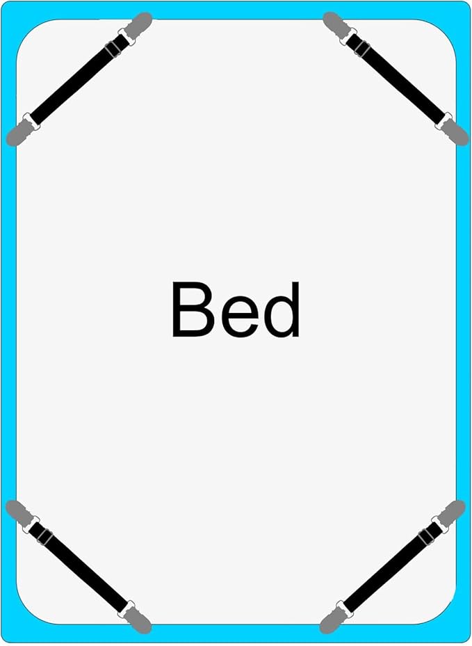 Boao 12 Pcs Bed Sheet Clips Straps Sheet Corner Straps Holder Adjustable Mattress Clips, Elastic Bed Grippers Suspender Fasteners Holder for Home(Black,8-12 Inch Length)