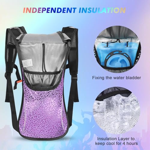 Rave Hydration Pack, Hydration Backpack with 2L Hydration Bladder, Festival Essential Water Backpack for Hiking, Running, ...