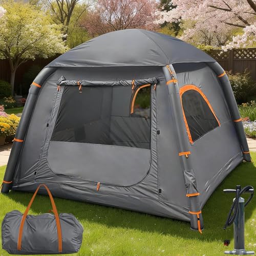 Inflatable Tents for Camping, 2/4/6/8 Person Easy Setup Blow Up Tents for 4 Seasons Waterproof Inflatable Hot Tent, Air Gl...