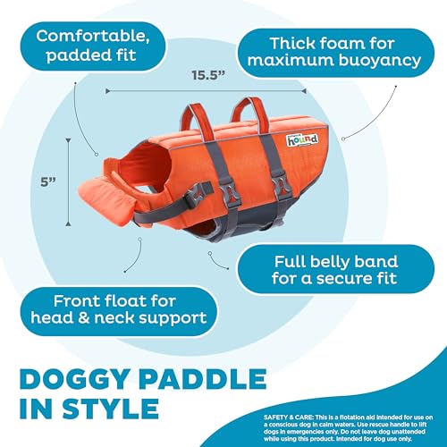 Outward Hound Granby Splash Dog Life Jacket – Flotation Vest for Swimming & Boating, Maximum Buoyancy, All Skill Levels, 2...
