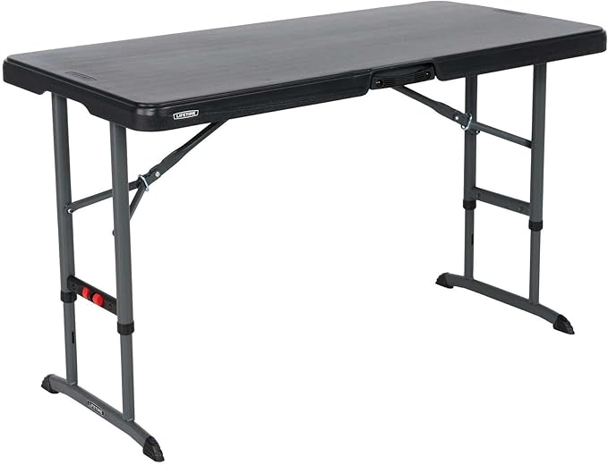 LIFETIME 4-Foot Commercial Adjustable Folding Table, Black