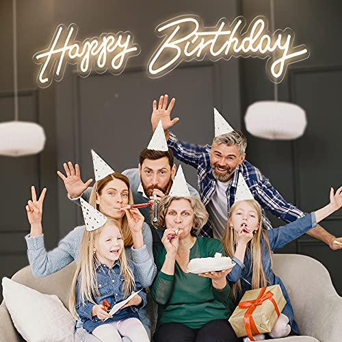 40"/23" Happy Birthday Neon Sign Large - Happy Birthday Sign 12V - Happy Birthday Light Up Sign with Dimmable Switch - 2PC...