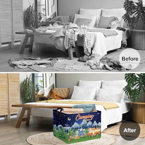 Clastyle Black Night Camping Storage Basket Clothes Toy Tool Food Picnic Basket Outdoor Beach Pool Towel Basket Rectangle ...