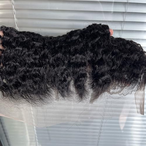 13x6 Burmese Curly Frontal 100% Real Human Hair 13x6 Frontal Burmese Curly Hair Transparent HD Lace Closure Natural Black 1B Color 16 Inch