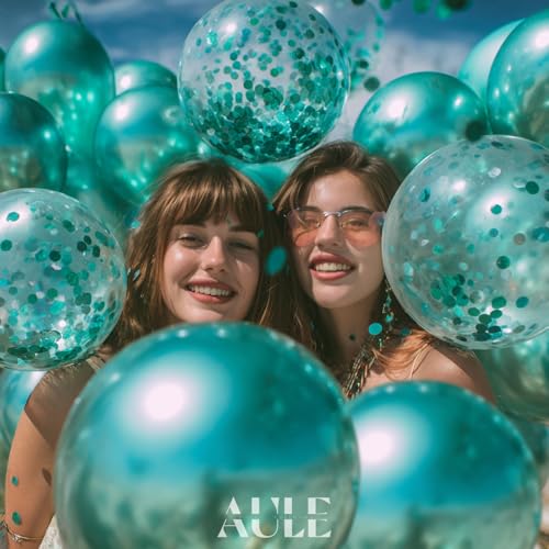AULE 100Pcs Metallic Green Balloons Different Sizes 18/12/10/5 inch Teal Chrome Latex Shiny Helium Balloons Party Decorati...