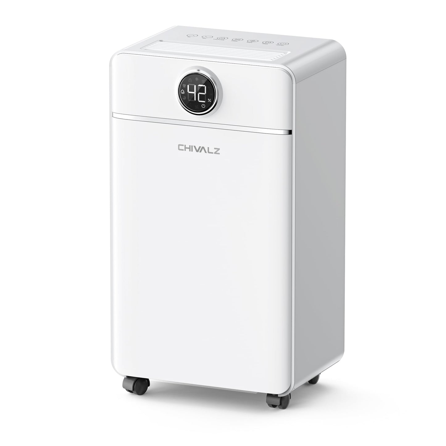 CHIVALZ 1800 Sq.Ft Dehumidifier for Basement, Quiet Dehumidifier for Home, Bedroom, Bathroom, Humidity Display, with Drain Hose, Auto Shut Off, 3 Modes, Timer, Auto Defrost, Child Lock, White 1Pack