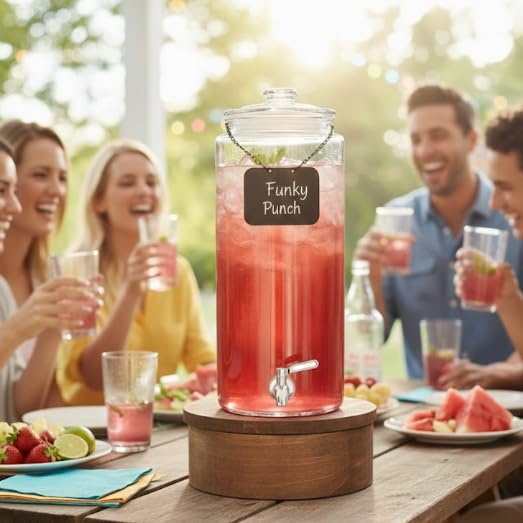 3 Gallon Glass Beverage Dispenser & Spigot – Large Drink Dispenser for Parties, Juice, Water, Iced Tea, Sangria, Punch, Co...