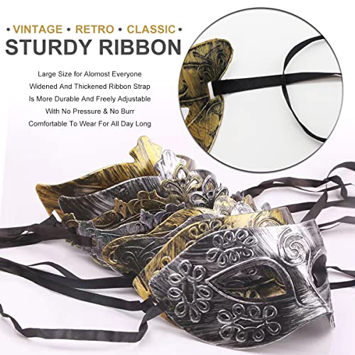 MYMENU Masquerade Mask for Men Women Vintage Greek Venetian Retro Masks for Halloween Carnival Mardi Gras Costume Cosplay