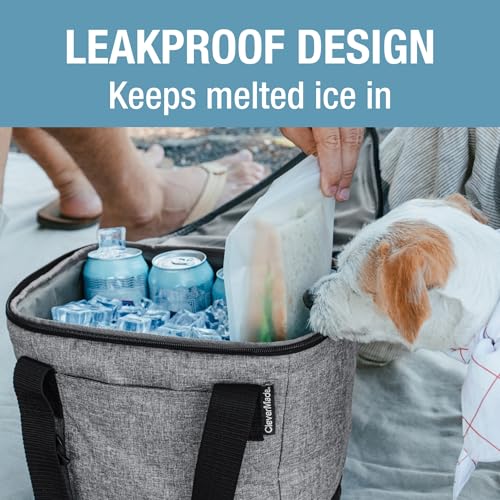 CleverMade Leakproof Collapsible Insulated Cooler Bag, Portable Foldable Soft Side Tote Holds 18/30/50 Cans, Lunch & Cold ...