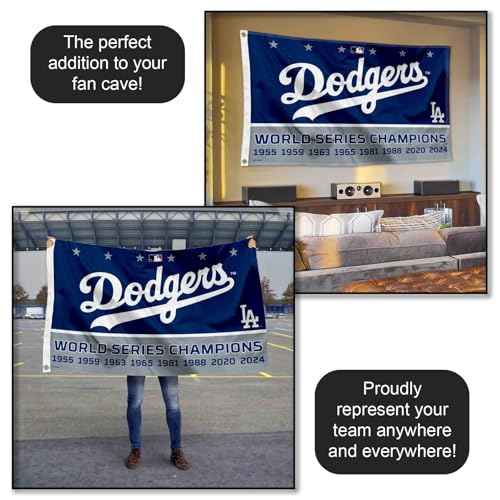 Los Angeles Dodgers 8 Time World Champions Series 3x5 Flag