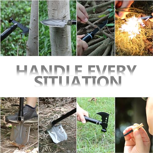aiGear Camping Shovel Axe Outdoor Survival Tool Set for Camping Hiking Backpacking Men Survival Emergency(CSA-5935)