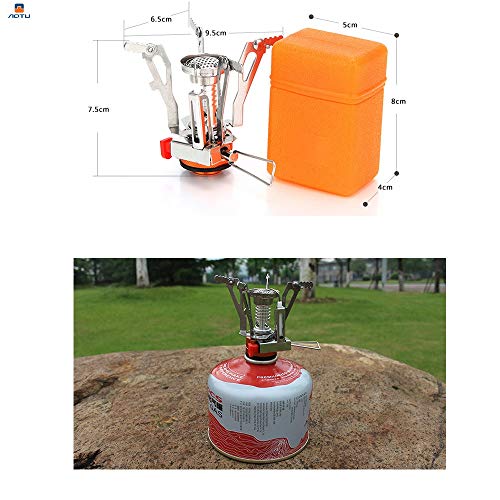 AOTU Portable Camping Stoves Backpacking Stove with Piezo Ignition Stable Support Wind-Resistance Camp Stove for Outdoor C...