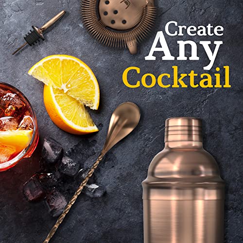 Highball & Chaser 13-Piece Cobbler Cocktail Shaker Set Matte Copper Stainless Steel Bartender Kit For Home Bar Cocktail Se...