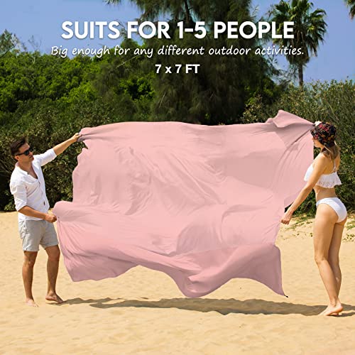 BYDOLL Nylon Beach Blanket Waterproof Sandproof Oversized 7'x7' Suits 1-5 Adults Sand Free Extra Large Blanket Lightweight...