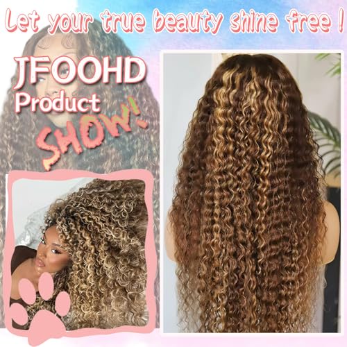 Highlight Ombre 13x4 HD Deep Wave Lace Front Wigs Human Hair 180% Density Honey Blonde Wig Human Hair Pre Plucked 4/27 Lace Frontal Wigs 24 Inch
