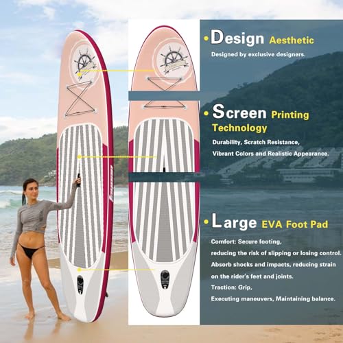 Inflatable Stand Up Paddle Board Non-Slip Deck, 11’×33”×6” Complete SUP Accessories for All Skill Levels, Wide Seat & Safe...