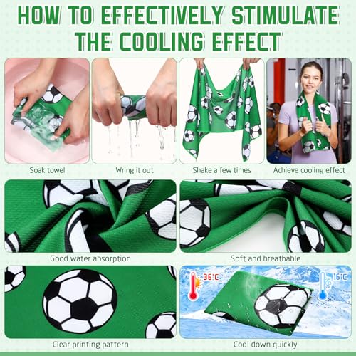 FuWeave 36 Pcs Soccer Water Bottle Drawstring Bag Cooling Towel Set Include 12 Squeeze Water Bottle 12 Drawstring Backpack...