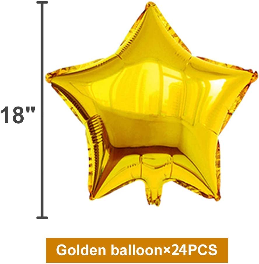 24 Pcs 18" Gold Star Balloons Foil Balloons Mylar Balloon for Baby Shower, Gender Reveal, Wedding, Magical Prom or Engagem...