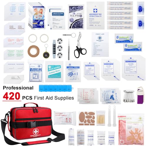 Poygik Premium 420 Piece Large First Aid Kit for Home, Car, Travel, Camping, Truck, Hiking, Sports, Office, Vehicle & Outd...