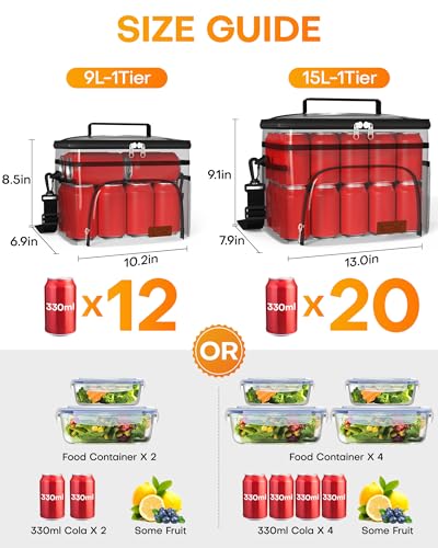 HOTOR Insulated Lunch Box for Men & Women - Leak-Proof Cooler Lunch Bag with 4 Pockets, Adjustable Strap, Ideal for Work, ...